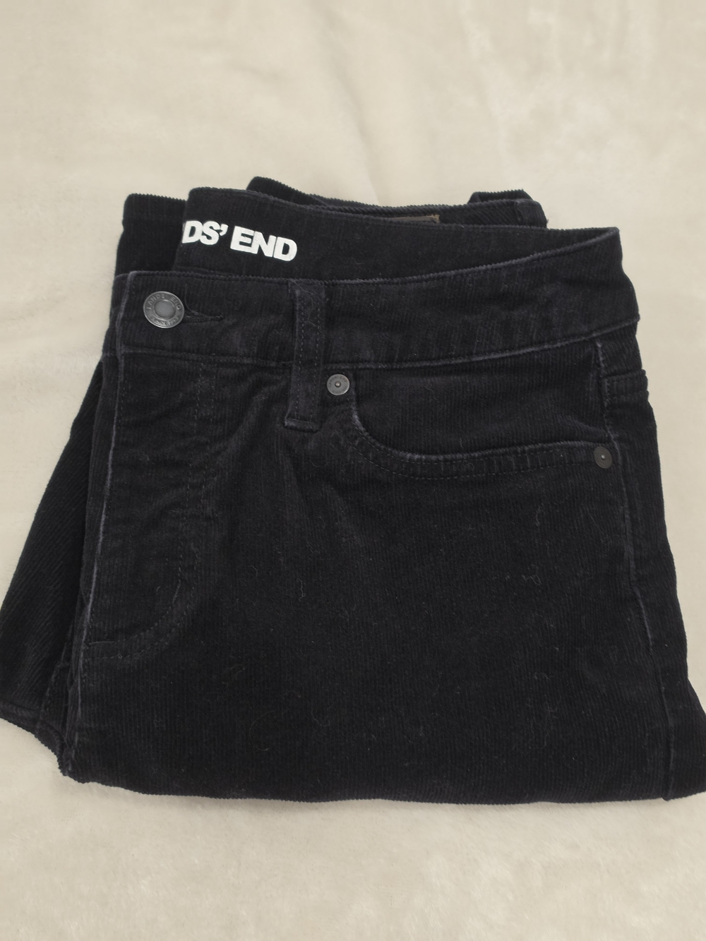 Lands' End Black Corduroy Pants 5-Pocket Button Women Size 6